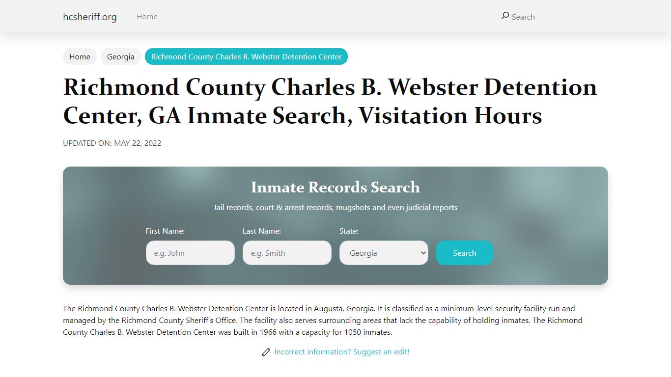 Richmond County Charles B. Webster Detention Center, GA ...